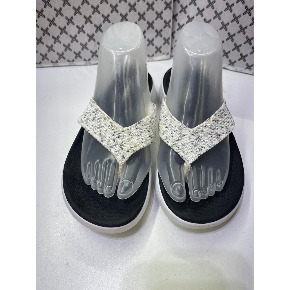 Skechers GoWalk Goga Mat Flip Flop Sandals White Black 141400 Womens 8
